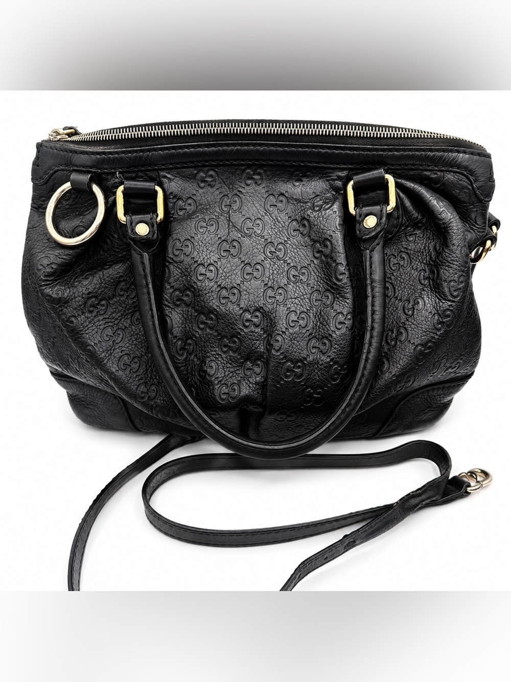 Gucci Black Guccissima Leather Medium Sukey 2-way Satchel Bag - Picture 2 of 12